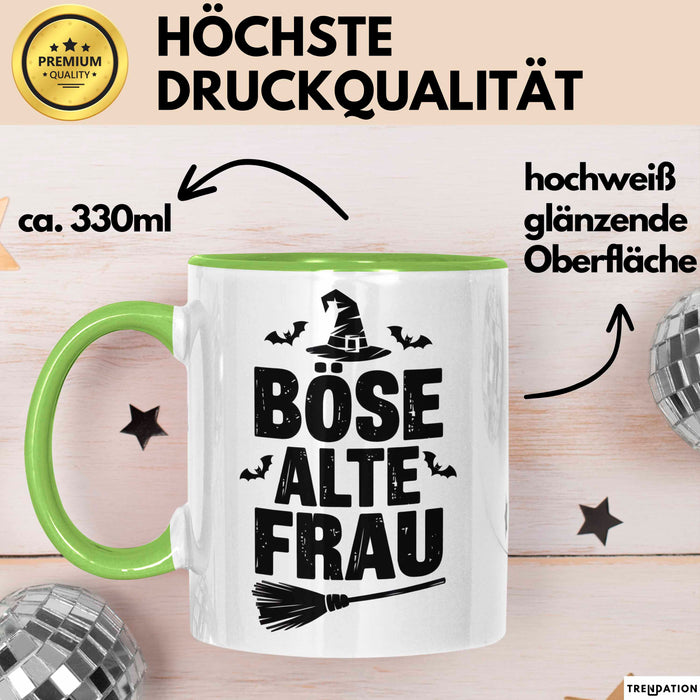 Oma Großmutter Sarkasmus Tasse Becher Geschenk Lustige Geschenkidee Spruch Böse Alte Frau Grün Trendation
