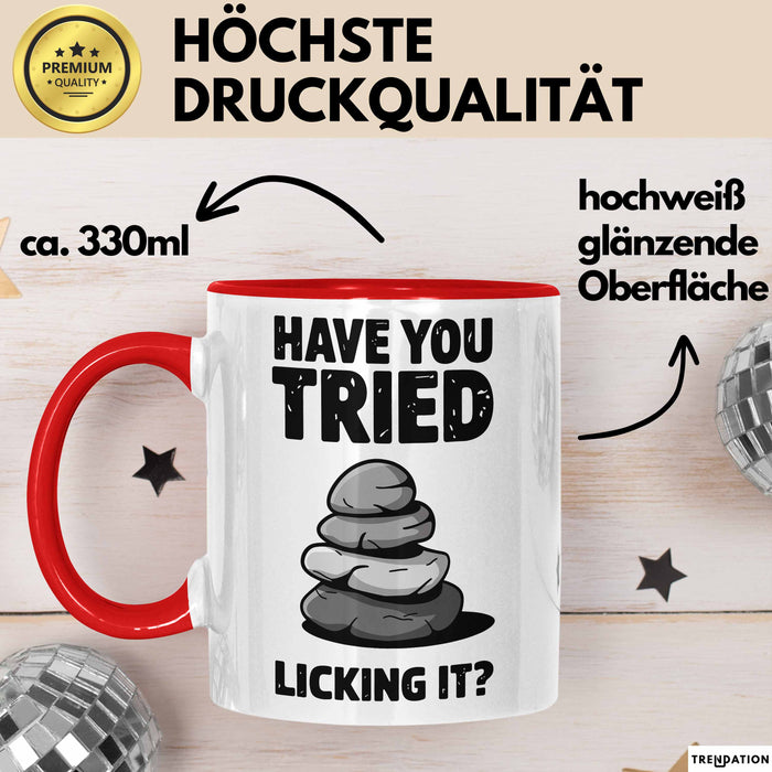 Geologie Liebhaber Geologe Tasse Geschenk Lustige Geschenkidee Spruch Hast Du Versucht Es Zu Lecken Rot Trendation