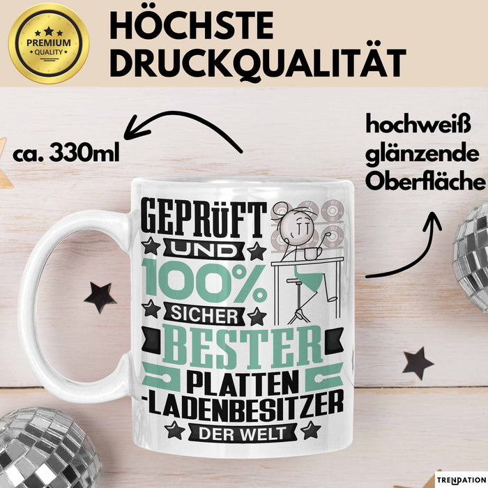 Plattenladenbesitzer Geschenk Lustiger Spruch für Plattenladenbesitzer Geschenkidee Bester Plattenladenbesitzer Der Welt Weiß Trendation