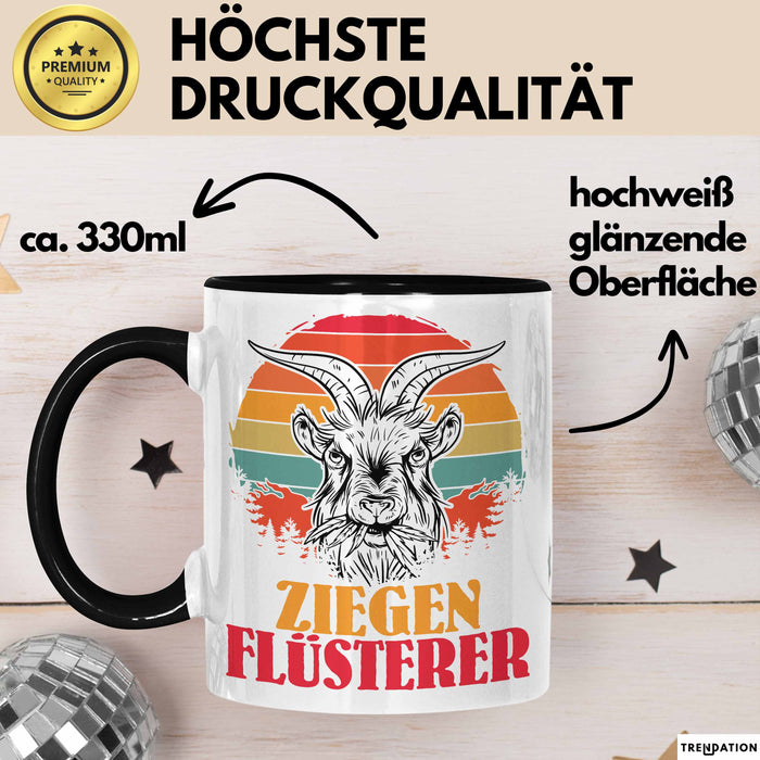 Ziegen Hirte Geschenk Tasse Ziegen Flüsterer Geschenkidee Ziegen-Liebhaber Kaffee-Becher Schwarz Trendation