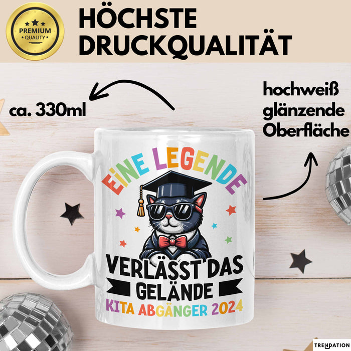 Einschulung Tasse Geschenk Kita Abgänger 2025 Eine Legende Geht Vom Gelände 1. Schultag Weiß Trendation