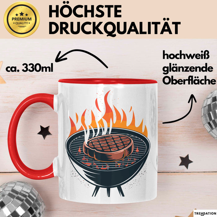 BBQ Fan Tasse Geschenkidee für Grill Enthusiasten Rot Trendation