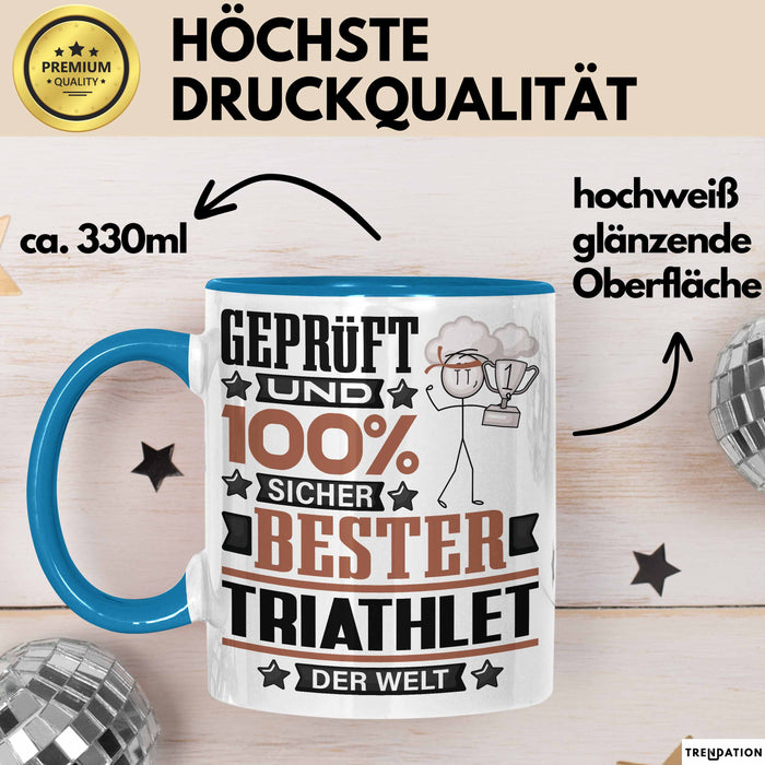 Triathlet Geschenk Lustiger Spruch für Triathlet Geschenkidee Bester Triathlet Der Welt Blau Trendation