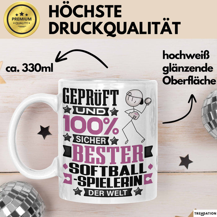 Softballspielerin Geschenk Lustiger Spruch für Softballspielerin Geschenkidee Bester Softballspielerin Der Welt Weiß Trendation