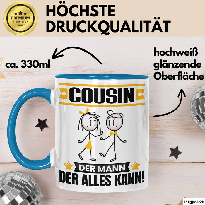 Cousin Tasse Geschenk für Cousin Der Mann Der Alles Kann Geschenkidee zum Geburtstag Blau Trendation