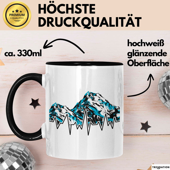 Ski Tasse Geschenk Grafik Skiberge Berge Becher Schwarz Trendation