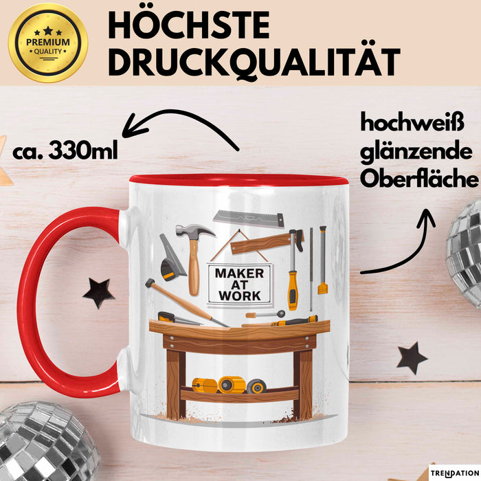 Handwerker Tasse Geschenk Lustige Geschenkidee Spruch Für Macher Rot Trendation