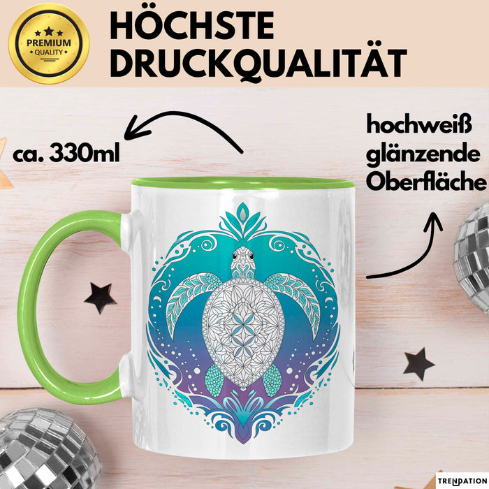Schildkröte Tierliebhaber Tasse Geschenk Lustige Geschenkidee Spruch Schildkröten Mandala Grün Trendation