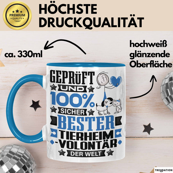 Tierheimvolontär Geschenk Lustiger Spruch für Tierheimvolontär Geschenkidee Bester Tierheimvolontär Der Welt Blau Trendation
