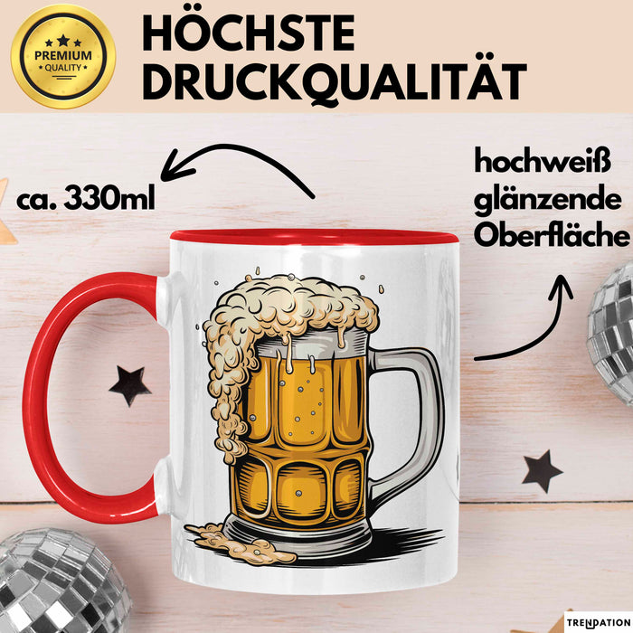 Bier Liebhaber Tasse Geschenkidee für Craft Bier Fan Rot Trendation