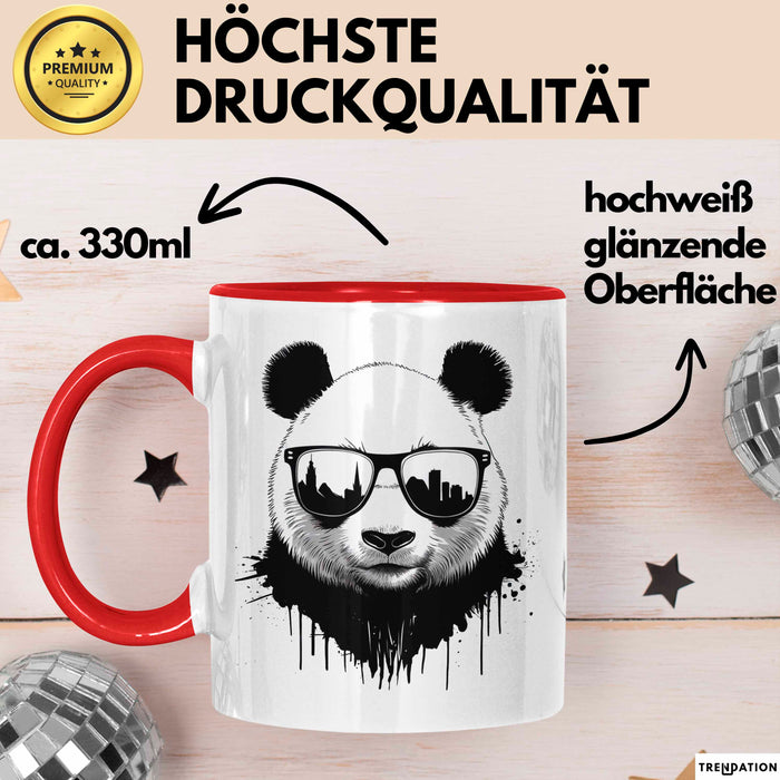 Panda Mit Sonnenbrille Tasse Geschenk Lustige Geschenkidee Spruch Rot Trendation