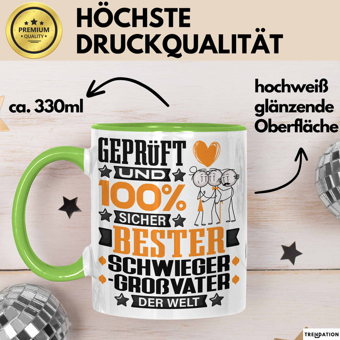 Schwiegergroßvater Geschenk Lustiger Spruch für Schwiegergroßvater Geschenkidee Bester Schwiegergroßvater Der Welt Grün Trendation