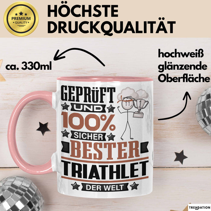 Triathlet Geschenk Lustiger Spruch für Triathlet Geschenkidee Bester Triathlet Der Welt Rosa Trendation