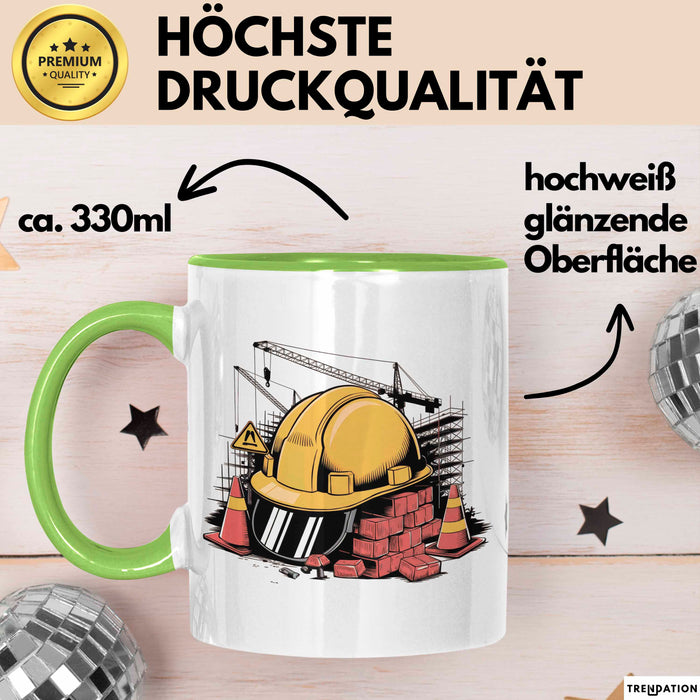 Bauarbeiter Tasse Geschenkidee Bauprofi Lustiger Spruch Geschenkidee Lustig Grün Trendation
