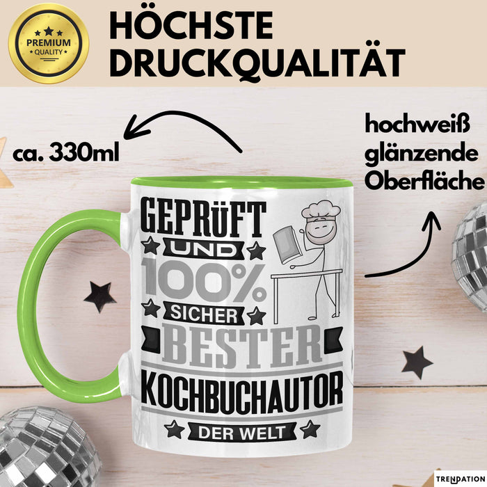 Kochbuchautor Geschenk Lustiger Spruch für Kochbuchautor Geschenkidee Bester Kochbuchautor Der Welt Grün Trendation