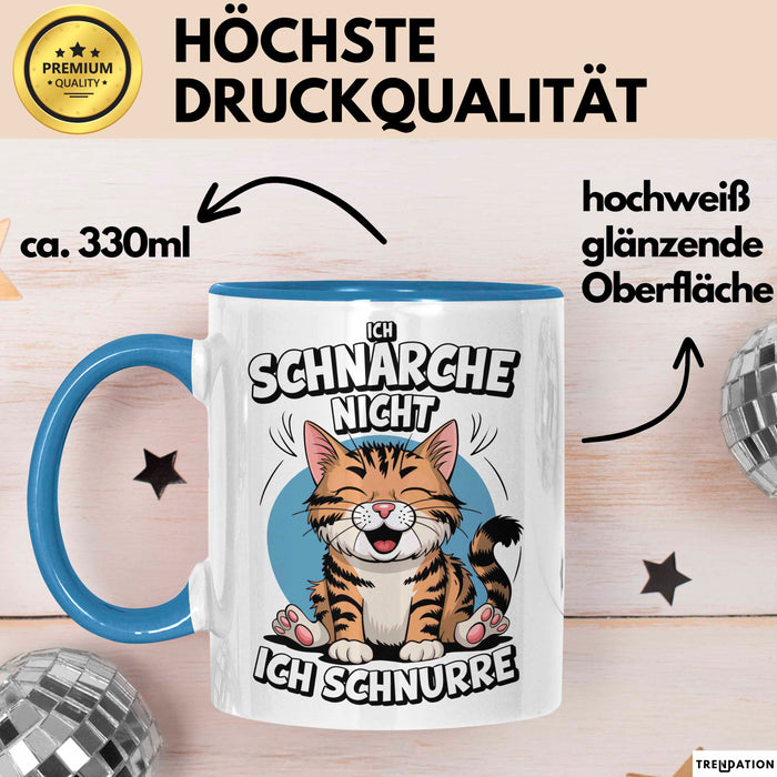 Schlafende Katze Tasse Geschenk Lustige Geschenkidee Spruch Ich Schnarche Nicht Ich Schnurre Blau Trendation