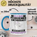 Pferderennen-Enthusiast Tasse Geschenk für Pferderennen-Enthusiast Geburtstag Lustiger Spruch Kaffee-Becher Was Ist Deine Superkraft Blau Trendation