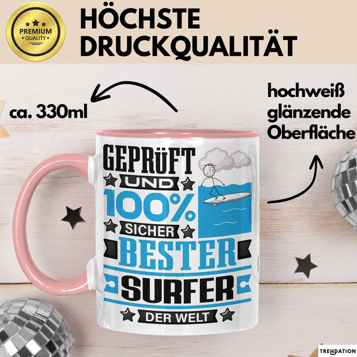 Surfer Geschenk Lustiger Spruch für Surfer Geschenkidee Bester Surfer Der Welt Rosa Trendation