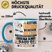 Drum-and-Bass-DJ Geschenk Tasse Lustiger Spruch Erheben Sie Sich Der Drum-and-Bass-DJ Betritt den Raum Blau Trendation