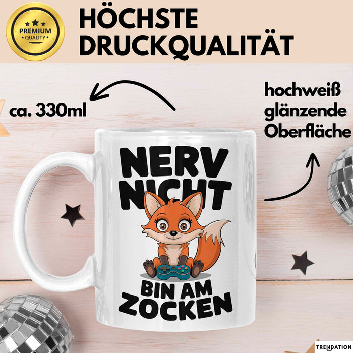 Fuchs Tierliebhaber Tasse Geschenk Lustige Geschenkidee Spruch Nerv Nicht Bin Am Zocken Weiß Trendation