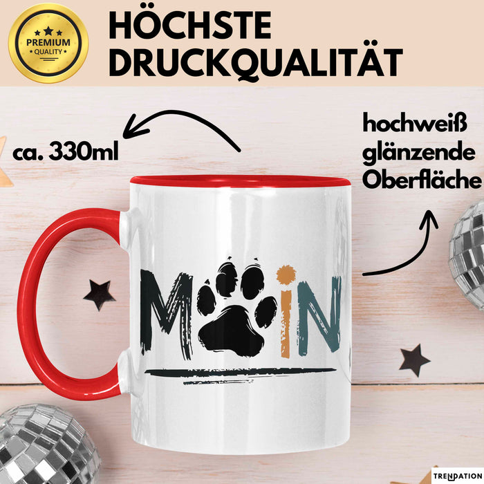 Hund Tierliebhaber Tasse Geschenk Lustige Geschenkidee Spruch Moin Rot Trendation