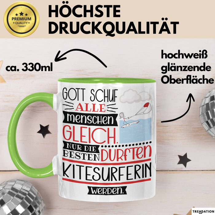 Kitesurferin Geschenk Becher Tasse Gott Schuf Alle Menschen Gleich Nur Die Besten Durfeten Kitesurferin Werden Geschenkidee Lustig Grün Trendation