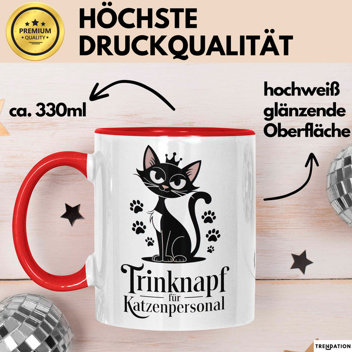 Katzenliebhaber Tasse Geschenkidee Trinknapf Katzen Personal Rot Trendation