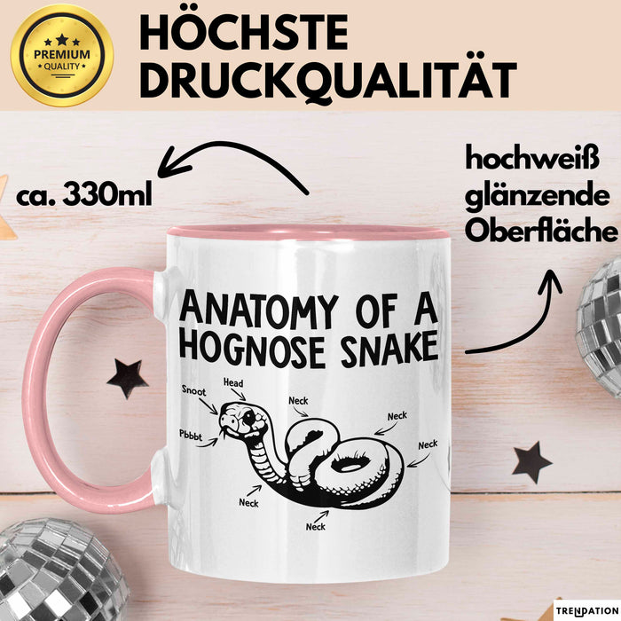 Reptil Schlange Tier Tasse Geschenk Lustige Geschenkidee Spruch Anatomie Einer Hakennasennatter Rosa Trendation