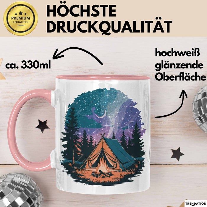Camper Tasse Geschenkidee für Outdoor Abenteurer Rosa Trendation