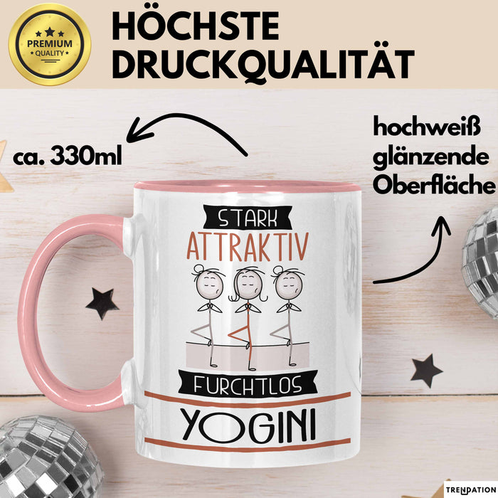 Yogini Tasse Geschenk Becher Stark Attraktiv Furchtlos Yogini Lustige Geschenkidee Rosa Trendation