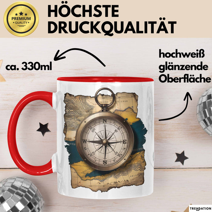 Abenteurer Tasse Geschenkidee für Outdoor Entdecker Rot Trendation