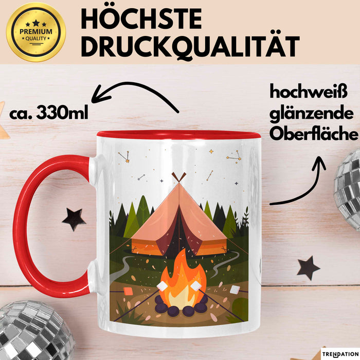 Camper Tasse Geschenk Lustige Geschenkidee Spruch Für Outdoor Abenteurer Rot Trendation