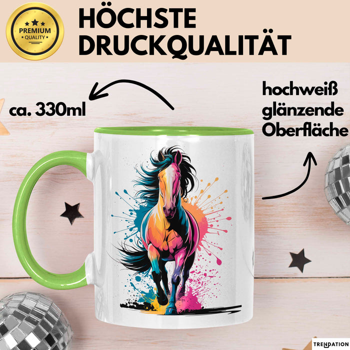 Pferde Tierliebhaber Tasse Geschenk Lustige Geschenkidee Spruch Grün Trendation