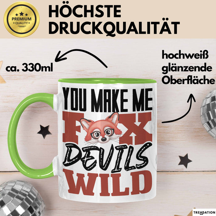 Fuchs Tasse Geschenk Fox Devils Wild Spruch Lustige Geschenkidee Grün Trendation