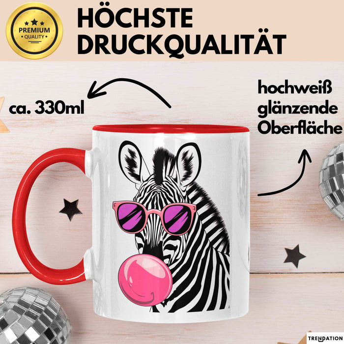 Zebra Kaugummi Tasse Geschenk Lustige Geschenkidee Spruch Rot Trendation