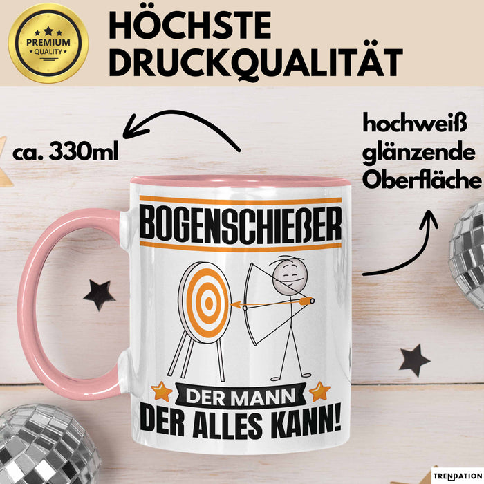 Bogenschießer Tasse Geschenk für Bogenschießer Der Mann Der Alles Kann Geschenkidee zum Geburtstag Rosa Trendation