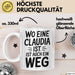 Claudia Tasse Geschenk Wo Eine Claudia Ist Ist Auch Ein Weg Geschenkidee Becher mit Name Weiß Trendation