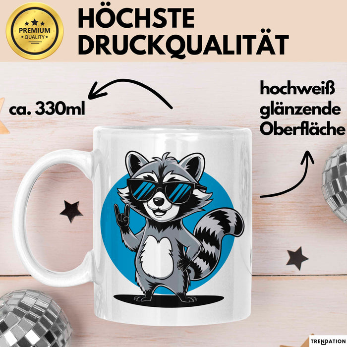 Waschbär Tierliebhaber Tasse Geschenk Lustige Geschenkidee Spruch Weiß Trendation