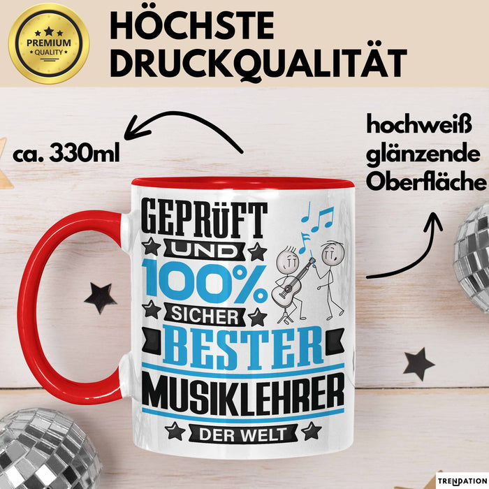 Musiklehrer Geschenk Lustiger Spruch für Musiklehrer Geschenkidee Bester Musiklehrer Der Welt Rot Trendation
