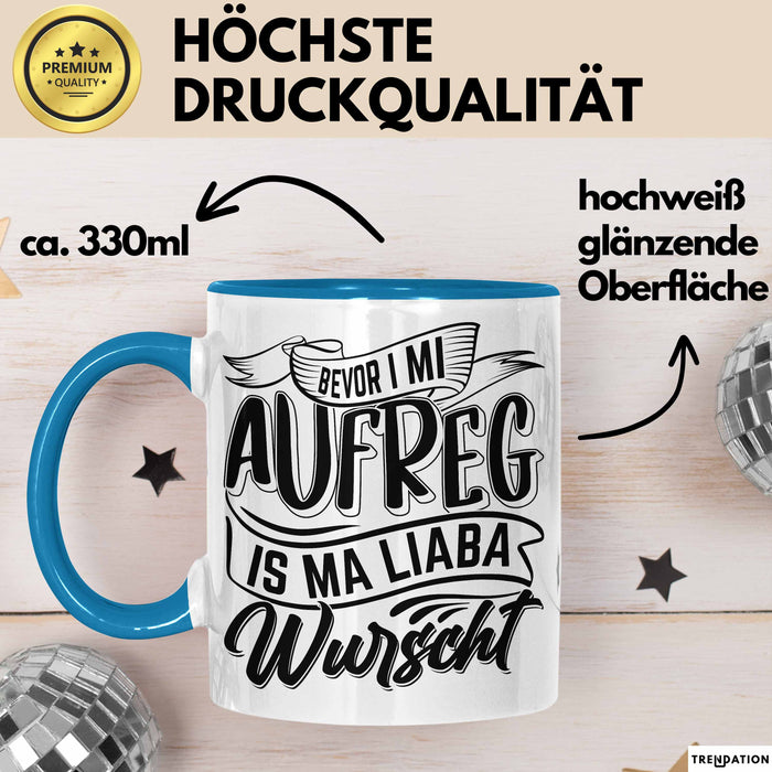 Bayern Tasse Geschenk Lustige Bayrische Sprüche Bayern Dialekt Kaffee-Becher Blau Trendation