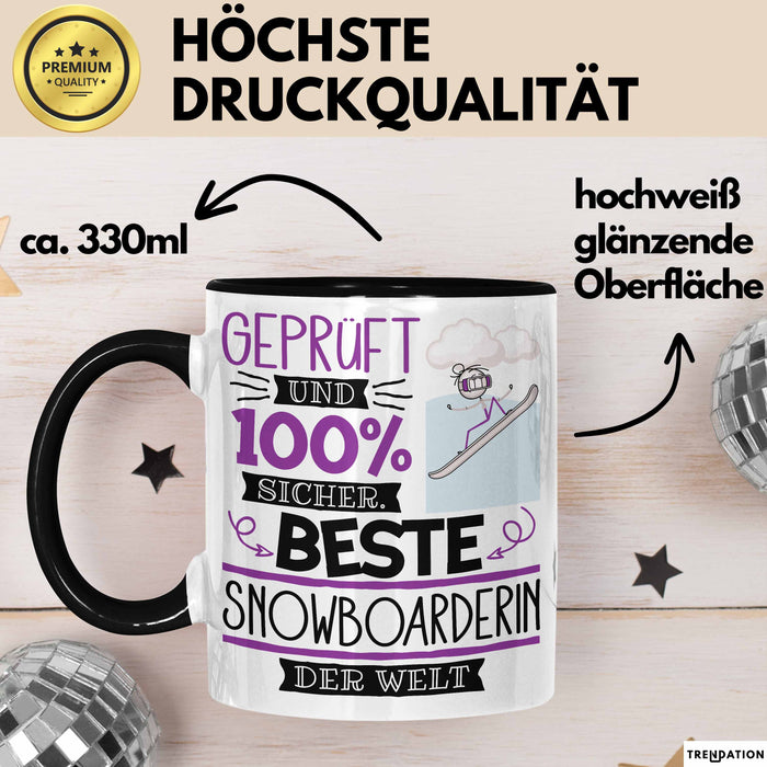 Beste Snowboarderin Der Welt Tasse Geschenk für Eine Snowboarderin Geprüft Und Sicher Geschenkidee Geburtstag Weihnachten Trendation