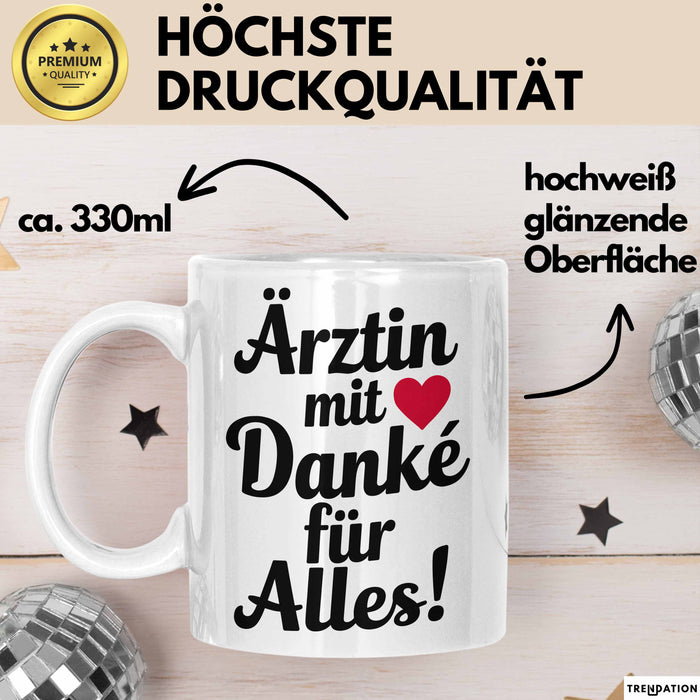 Arzt Tasse Geschenk Lustige Geschenkidee Spruch Ärztin Mit Danke Für Alles Weiß Trendation