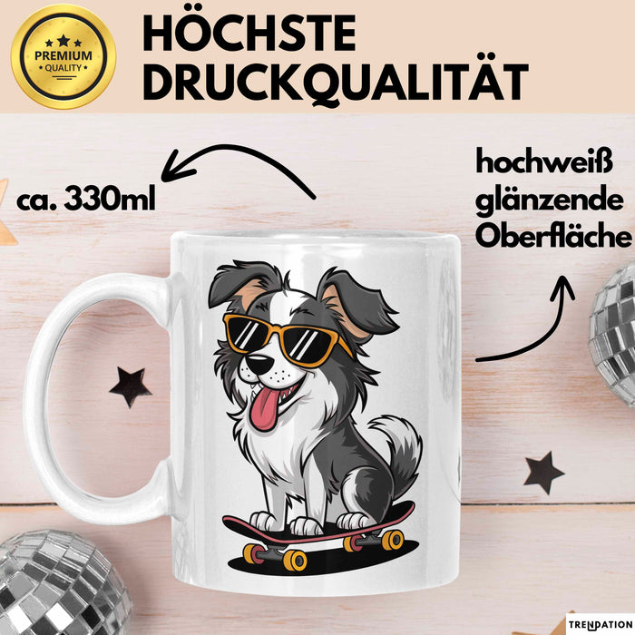 Hund Tierliebhaber Skateboard Tasse Geschenk Lustige Geschenkidee Spruch Weiß Trendation