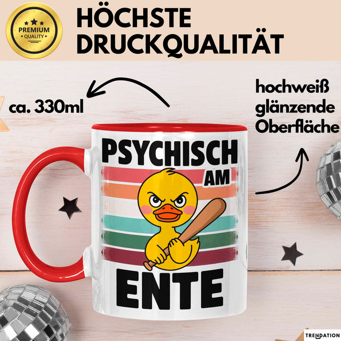 Quietscheente Tier Tasse Geschenk Lustige Geschenkidee Spruch Psychisch Am Ente Rot Trendation