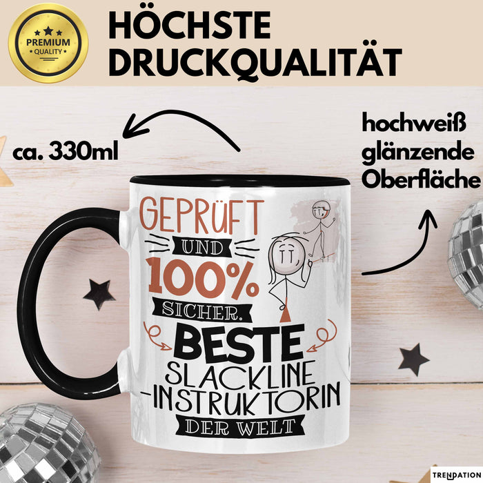 Beste Slackline-Instruktorin Der Welt Tasse Geschenk für Eine Slackline-Instruktorin Geprüft Und Sicher Geschenkidee Geburtstag Weihnachten Trendation