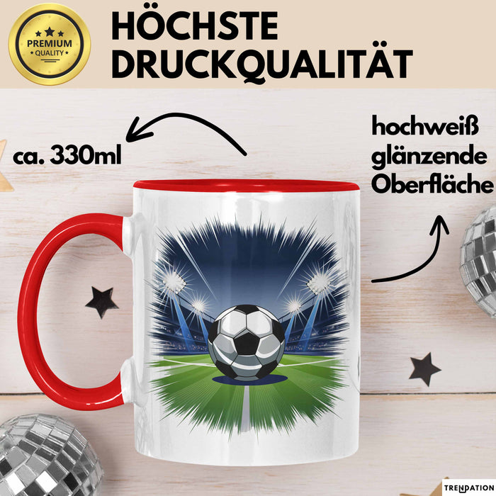Fußballspieler Tasse Geschenkidee für Fußballliebhaber Rot Trendation