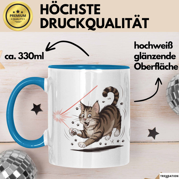 Katzenliebhaber Tasse Geschenkidee für Katzenfreunde Blau Trendation