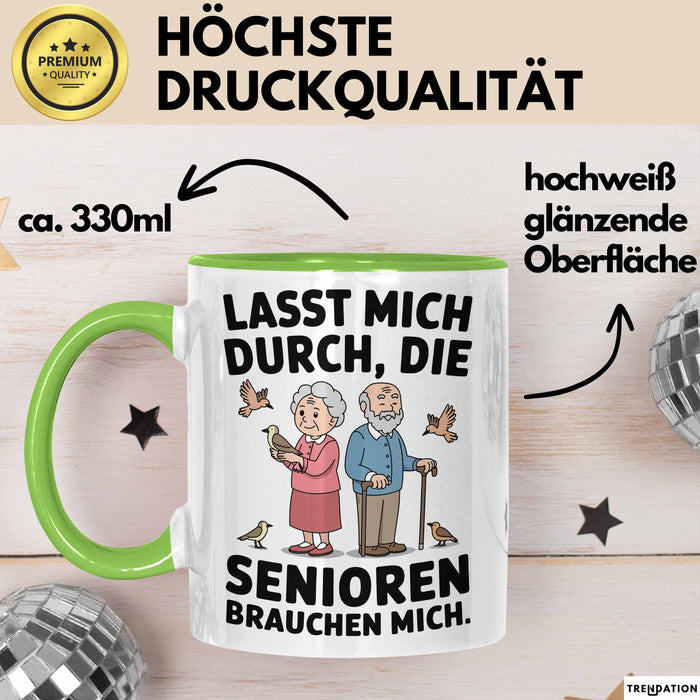 Krankenschwester Pflege Betreuung Tasse Geschenk Lustige Geschenkidee Spruch Lasst Mich Durch Die Senioren Brauchen Mich Grün Trendation