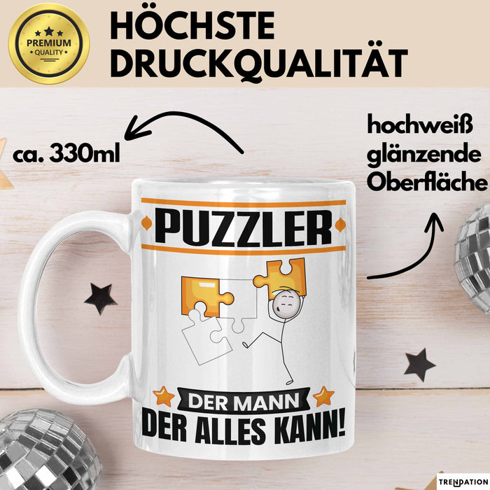 Puzzler Tasse Geschenk für Puzzler Der Mann Der Alles Kann Geschenkidee zum Geburtstag Weiß Trendation