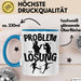 Fußballer Tasse Geschenk für Fußballspieler Männer Geschenkidee Problem und Lösung Fussball Spielen Blau Trendation